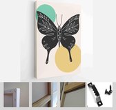 Abstract poster collection with hand drawn, insects: bug, moth, butterfly. Set of contemporary scandinavian print templates - Modern Art Canvas - Vertical - 1811567233 - 115*75 Vertical