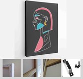 Modern abstract faces with abstract shapes. Minimalism concept. Line art drawing style. Contemporary silhouette of woman - Modern Art Canvas - Vertical - 1770547253 - 50*40 Vertical