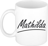 Mathilda naam cadeau mok / beker sierlijke letters - Cadeau collega/ moederdag/ verjaardag of persoonlijke voornaam mok werknemers