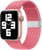By Qubix Braided nylon bandje - Roze - Geschikt voor Apple Watch 42mm - 44mm - 45mm - Ultra - 49mm - Compatible Apple watch bandje - smartwatch bandje