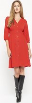 LOLALIZA Rechte jurk met knopen - Rood - Maat 38