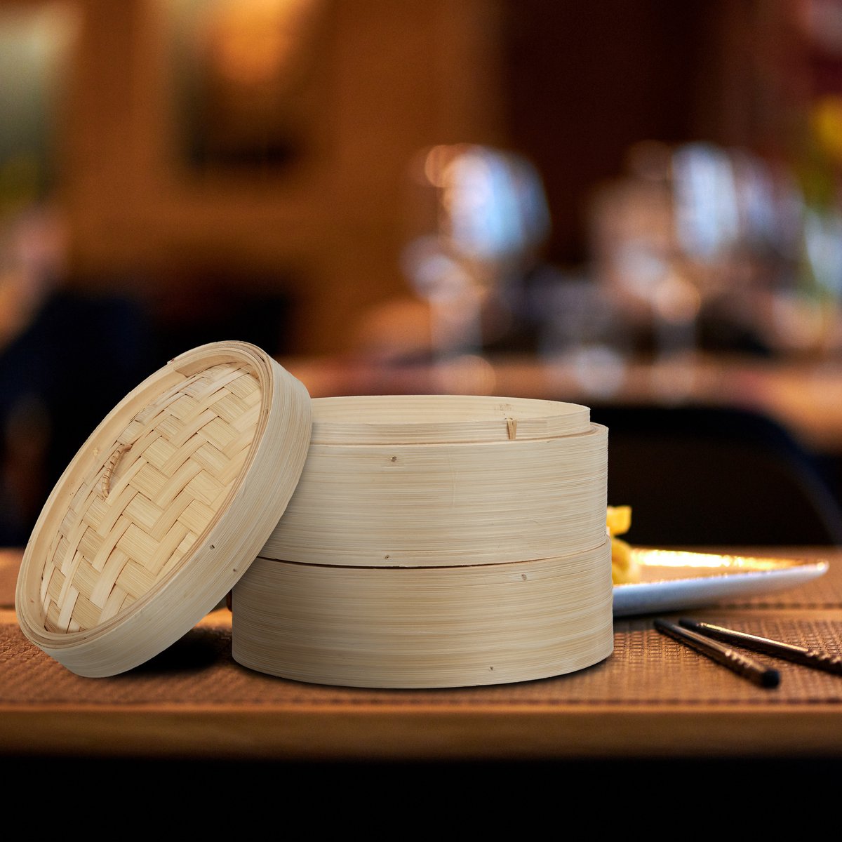 bamboe stoommandje - Ø 20,5 cm - 2 etages - voor dim sum - rijst — cadeau in Kookcadeaus - foto 6