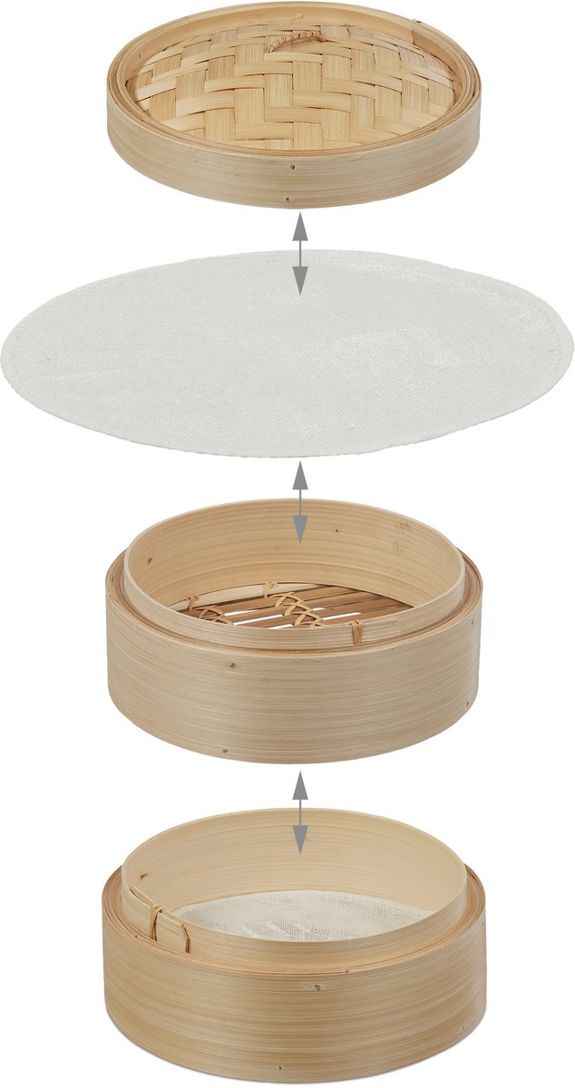 bamboe stoommandje - Ø 20,5 cm - 2 etages - voor dim sum - rijst — cadeau in Kookcadeaus - foto 8