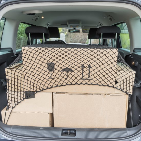 kofferbak net auto - 80 x 62 cm - elastisch - met haken - universeel