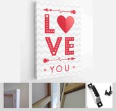 Set of creative Valentines Day cards with hearts,dots,hugs and kisses,gift box and arrows - Modern Art Canvas - Vertical - 1011681682 - 115*75 Vertical