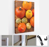 Itsallcanvas - Schilderij - Pumpkins Art Vertical Vertical - Multicolor - 50 X 40 Cm