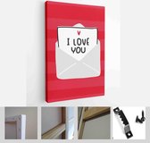 Valentines day vector card set with hearts and love romantic messages in red, grey and white colours - Modern Art Canvas - Vertical - 1866586480 - 80*60 Vertical