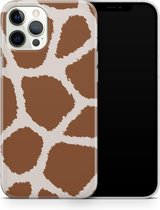 ShieldCase Freaky Giraffe geschikt voor Apple iPhone 12 Pro Max hoesje - bruin/wit  + glazen Screen Protector
