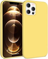 ShieldCase Silicone case geschikt voor Apple iPhone 12 / 12 Pro - 6.1 inch - geel + glazen Screen Protector