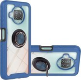 Voor Xiaomi Mi 10T Lite Sterrenhemel Effen Kleur Serie Schokbestendige PC + TPU Beschermhoes met Ring Houder & Magnetische Functie (Blauw)