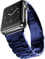 Bandje geschikt voor Apple Watch 42/44MM - Maat One Size - Metalen band - Polsband - Vlindersluiting - Metaal - Blauw