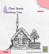 CT045 Nellie Snellen Christmas time clear stamp - Snowy cottage-2 - stempel kerst huisje cottage in sneeuw
