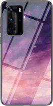 Voor Huawei P40 Pro Sterrenhemelpatroon Gehard Glas + TPU Schokbestendige Beschermhoes (Fantasie Sterrenhemel)