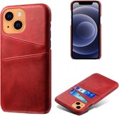 Dual Card Back Cover - iPhone 13 Hoesje - Rood