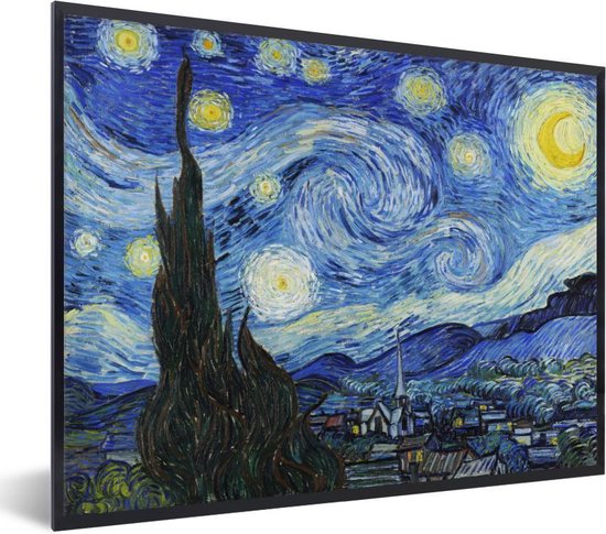 Fotolijst incl. Poster - De sterrennacht - Vincent van Gogh - 40x30 cm - Posterlijst