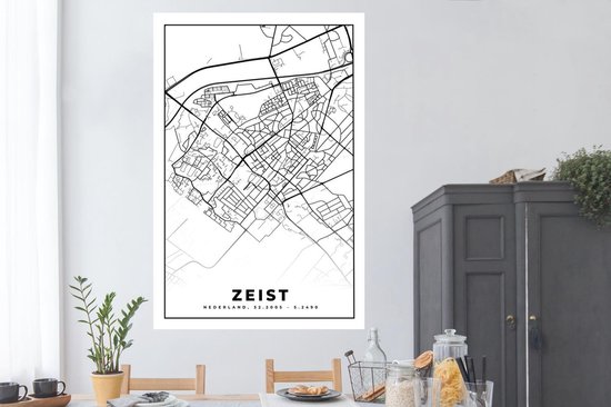 Poster Carte - Zeist - Zwart - Wit - 120x180 cm XXL