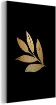 Décoration murale Métal - Aluminium - Feuille - Or - Branche - 60x90 cm