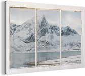 Wanddecoratie Metaal - Aluminium Schilderij Industrieel - Doorkijk - Landschap - Sneeuw - 90x60 cm - Dibond - Foto op aluminium - Industriële muurdecoratie - Voor de woonkamer/slaapkamer
