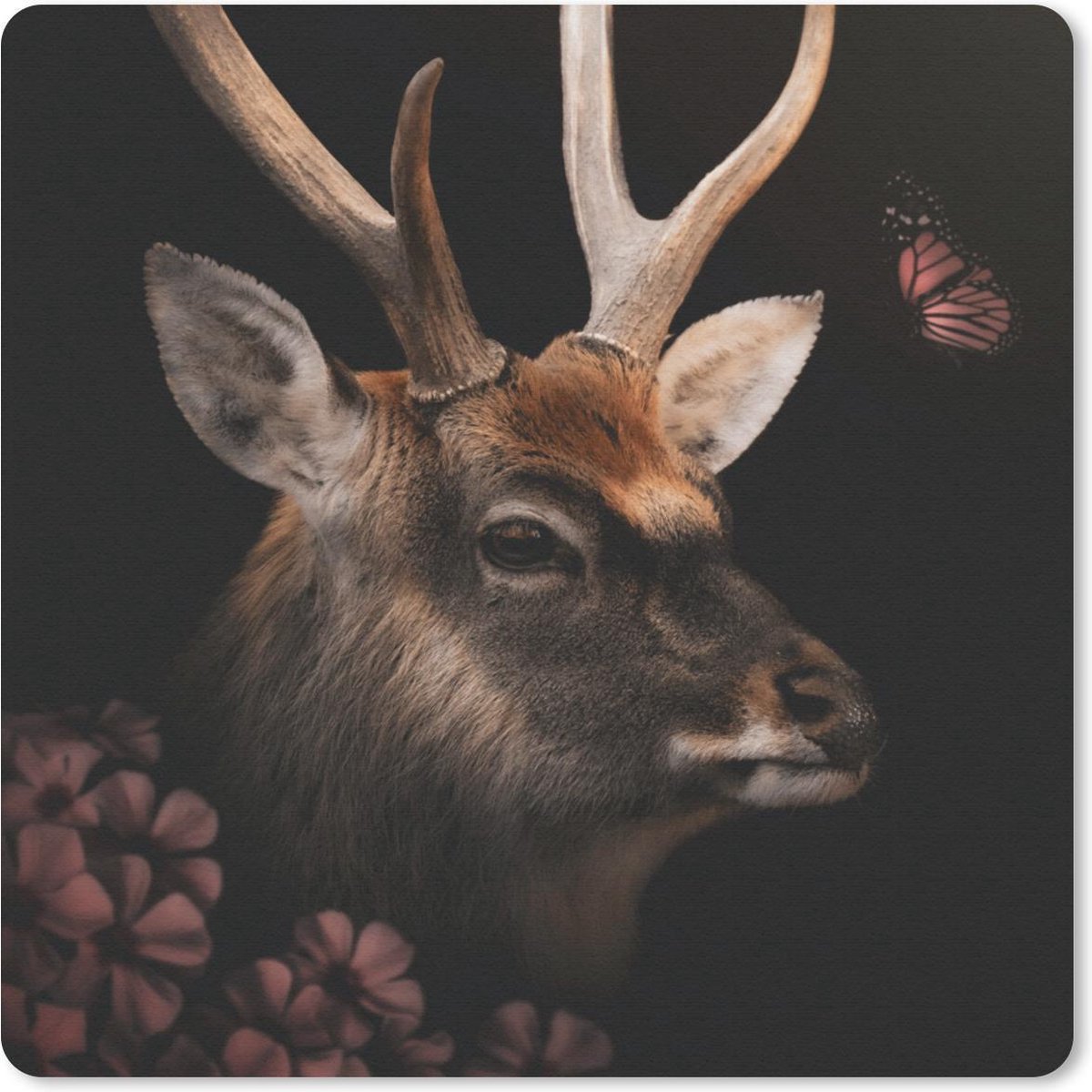 Muismat 20x20 cm - Mousepad Dieren - Hert - Jungle - Muismatten