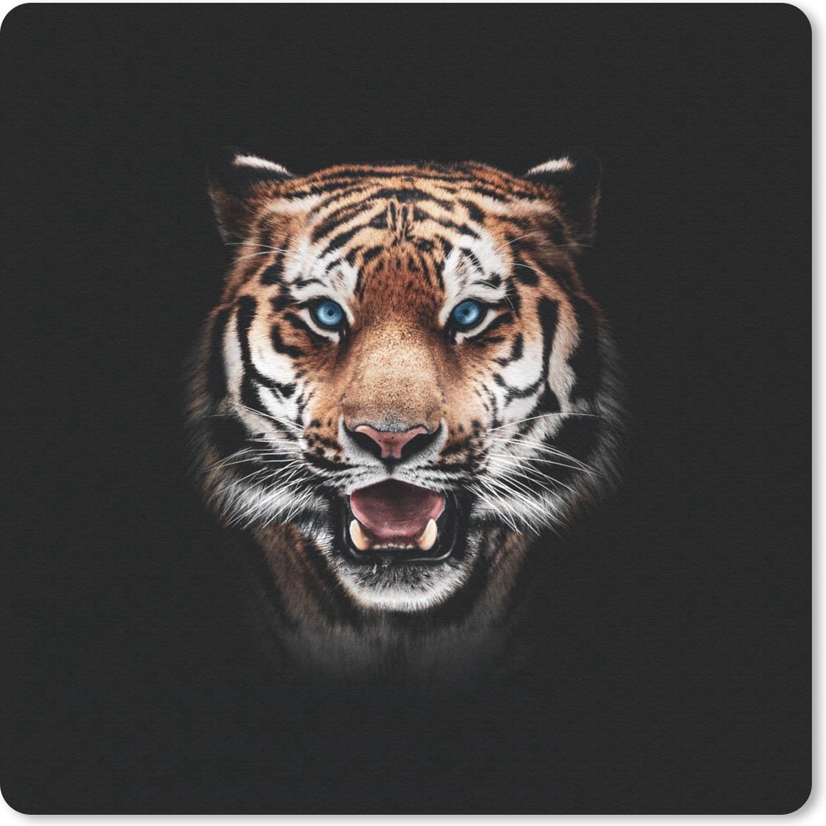 Muismat 30x30 cm - Mousepad Tijger - Dieren - Zwart - Muismatten