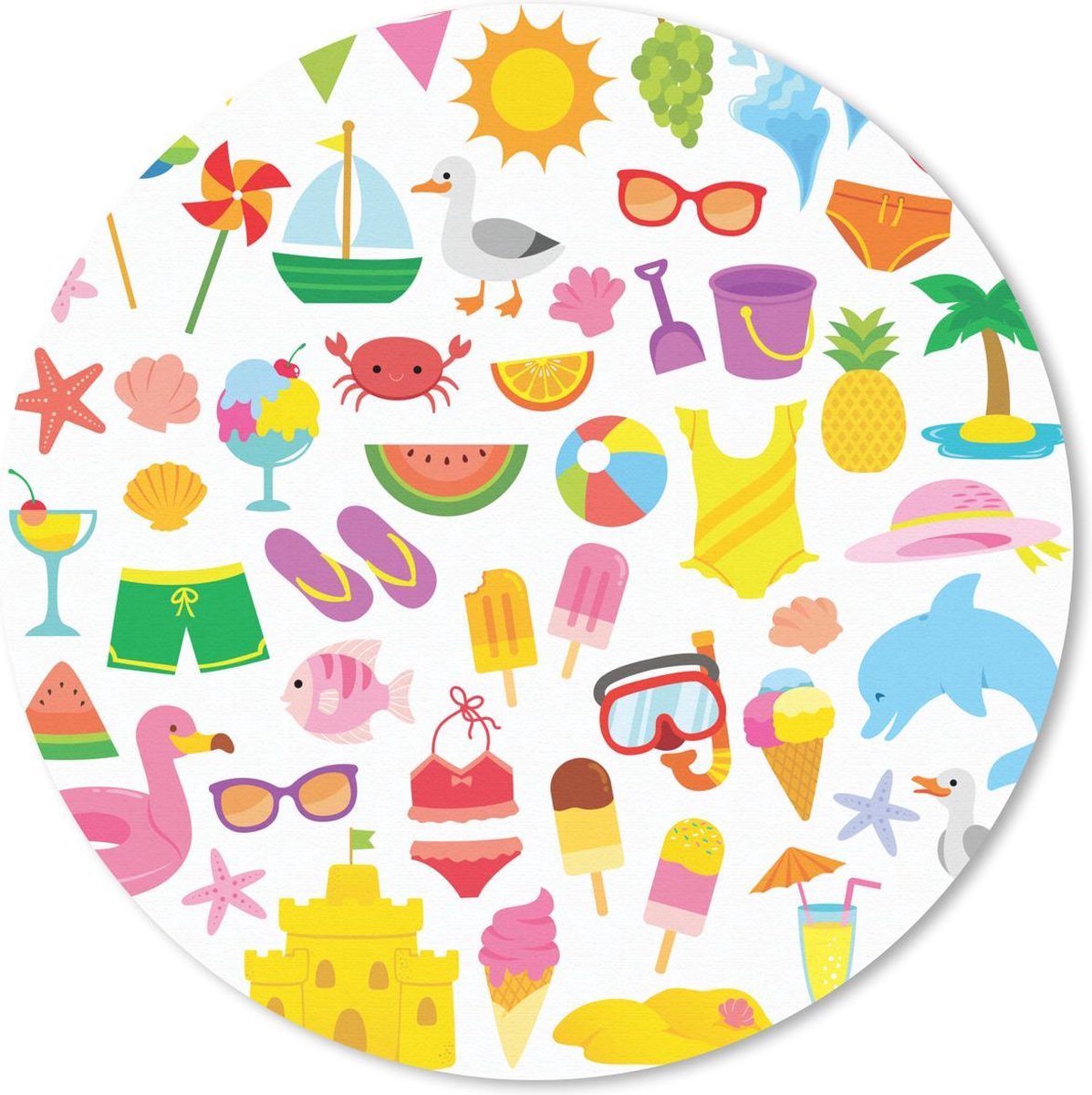 Muismat rond 30x30 cm - Mousepad Zomer - Fruit - Kinderen - Ronde muismatten