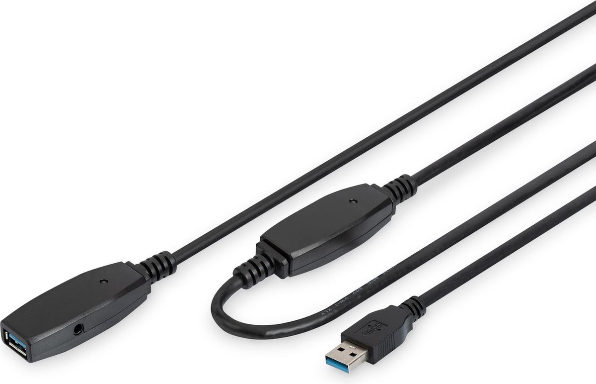Digitus DA-73106 USB-kabel USB 3.2 Gen1 USB-A stekker, USB-A bus 15.00 m Zwart Afgeschermd, Afgeschermd (dubbel)