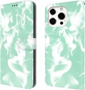 Cloud Fog Pattern Horizontal Flip Leather Case met houder & kaartsleuf & portemonnee voor iPhone 13 Pro Max (mintgroen)