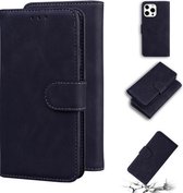 Skin Feel Pure Color Horizontal Flip Leather Case met houder & kaartsleuven & portemonnee voor iPhone 13 Pro Max (zwart)