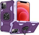 Knight Cool Series pc + TPU schokbestendig hoesje met magnetische ringhouder voor iPhone 12/12 Pro (paars + lavendelpaars)