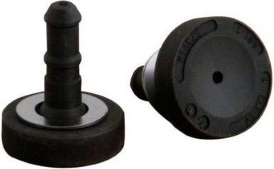 Twee zwarte AL-KO frictiecups op een grijze achtergrond, één met metalen ring en één zonder.