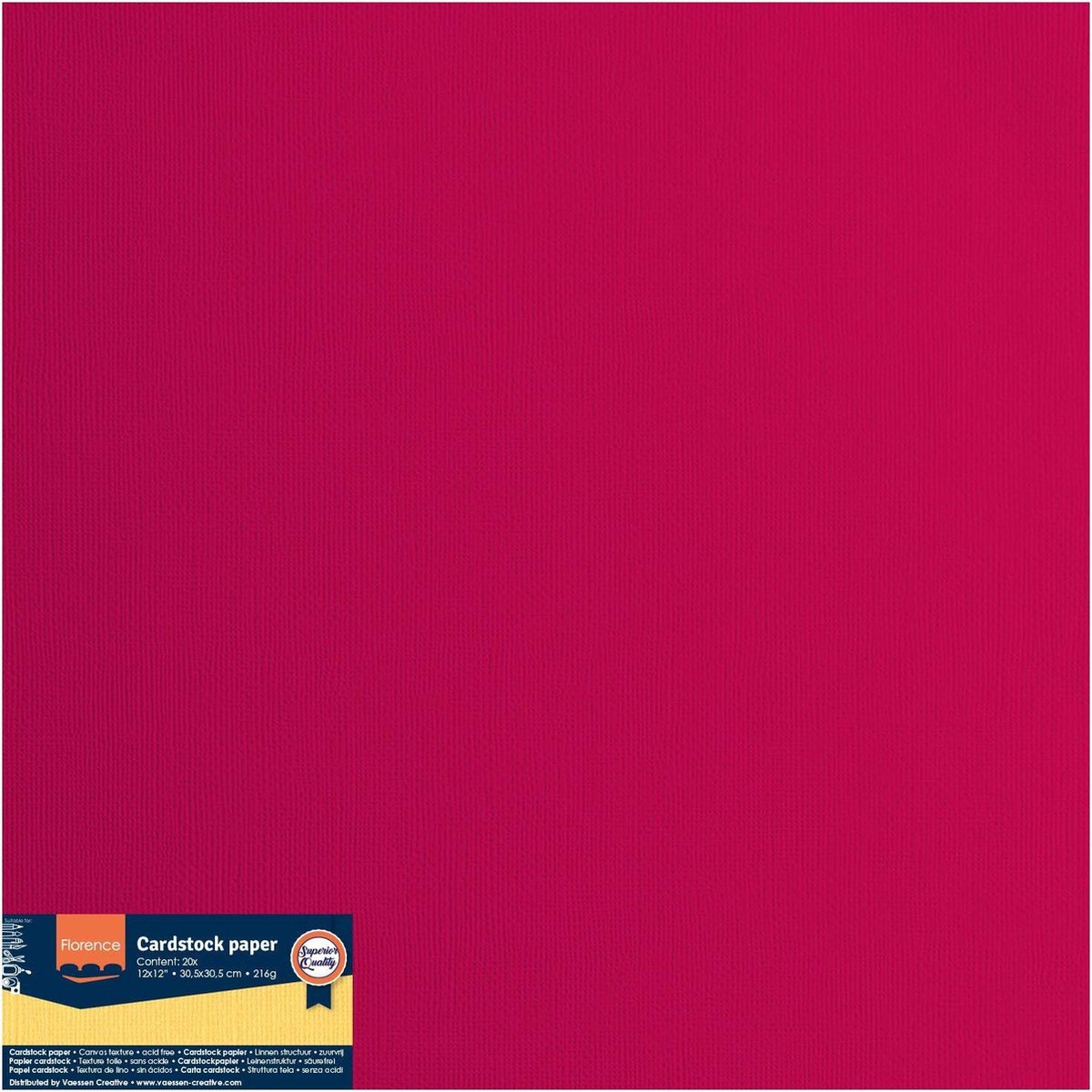 Florence Karton - Raspberry - 305x305mm - Ruwe textuur - 216g