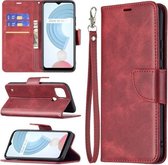 Voor OPPO Realme C21/C20 Retro Lamsvacht Textuur Pure Kleur Horizontale Flip PU Lederen Case met Houder & Kaartsleuven & Portemonnee & Lanyard (Rood)