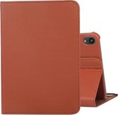 360 graden rotatie Litchi-textuur Flip lederen hoes met houder voor iPad mini 6 (bruin)