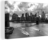 Canvas Schilderij New York - Brooklyn - Bridge - Zwart - Wit - 30x20 cm - Wanddecoratie