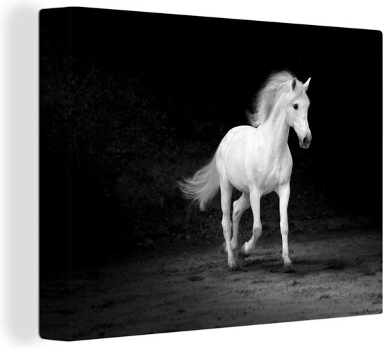 Canvas Schilderij Paarden - Zand - Donker - 120x90 cm - Wanddecoratie