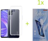 Oppo A73 Hoesje Transparant TPU Silicone Soft Case + 1X Tempered Glass Screenprotector