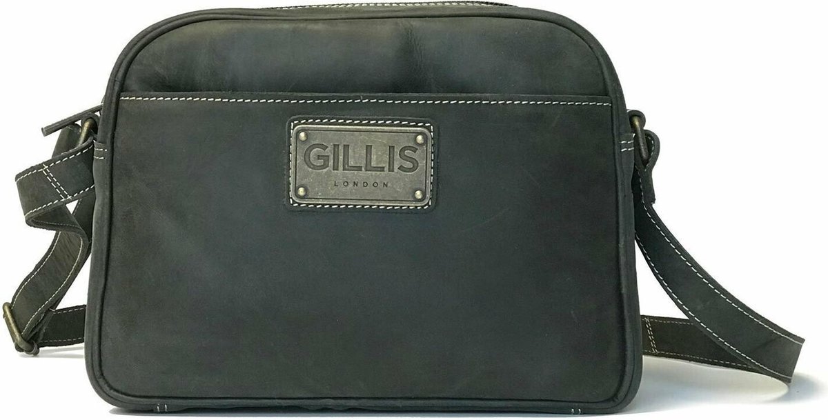Trafalgar Leather Bag Compact Vintage Black - Gillis London 7734 Schoudertas Zwart