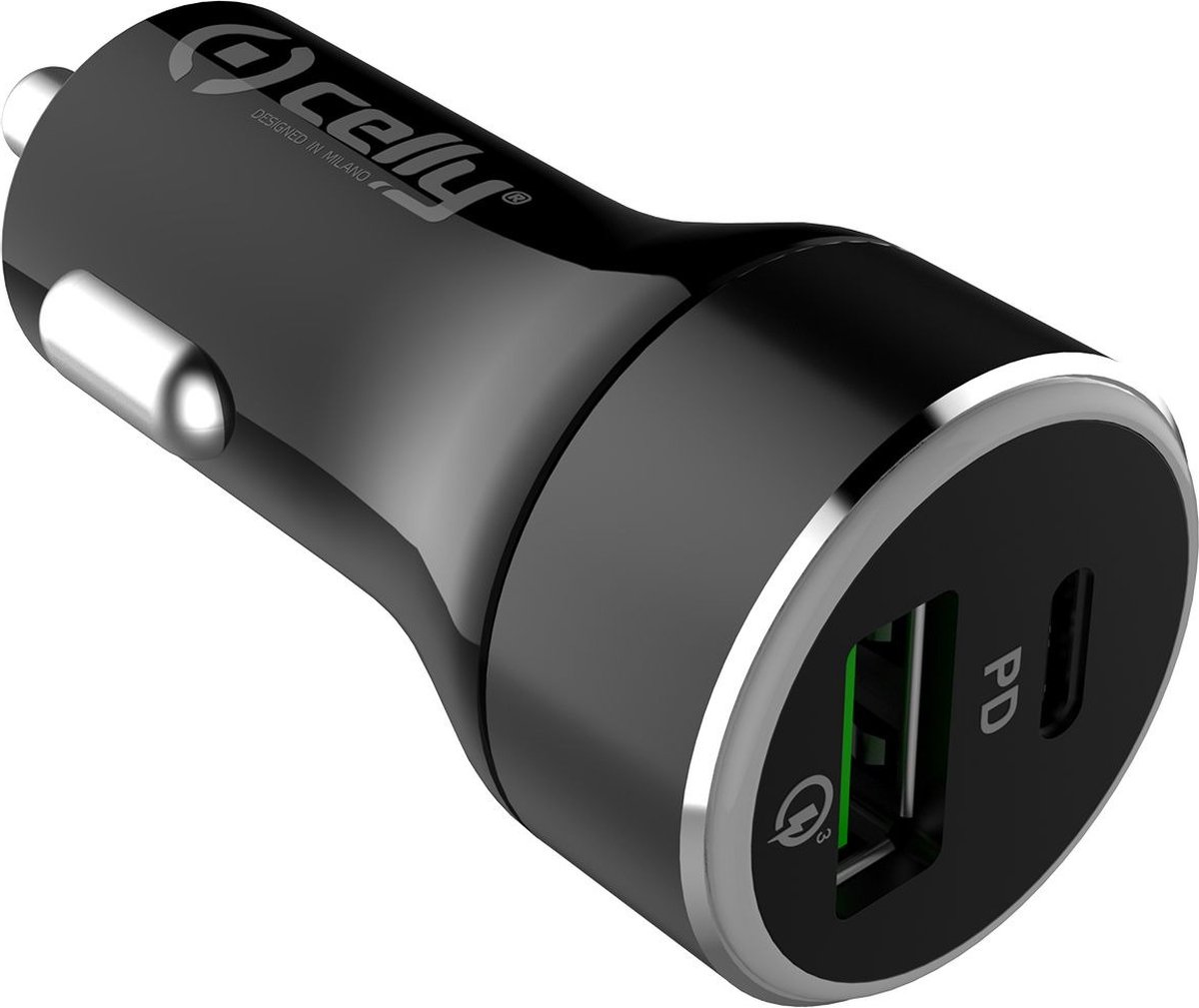 Autolader ProPower met USB en USB-C poort - Celly