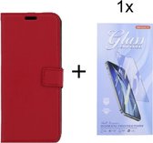 Sony Xperia 5 III - Bookcase Rood - portemonee hoesje met 1 stuk Glas Screen protector