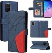 Voor Samsung Galaxy S10 Lite/A91 Dual-color Splicing Horizontale Flip PU Lederen Case met Houder & Kaartsleuven & Portemonnee (Blauw)