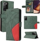 Voor Samsung Galaxy Note20 Ultra Dual-color Splicing Horizontale Flip PU Lederen Case met Houder & Kaartsleuven & Portemonnee (Groen)