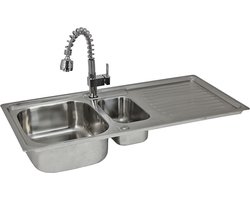 KuKoo RVS gootsteen met Padstow kraan, omkeerbaar, 105 x 18 x 50 cm.