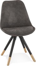 Alterego Design stoel 'MAGGY' van grijze microvezel en zwarte houten poten