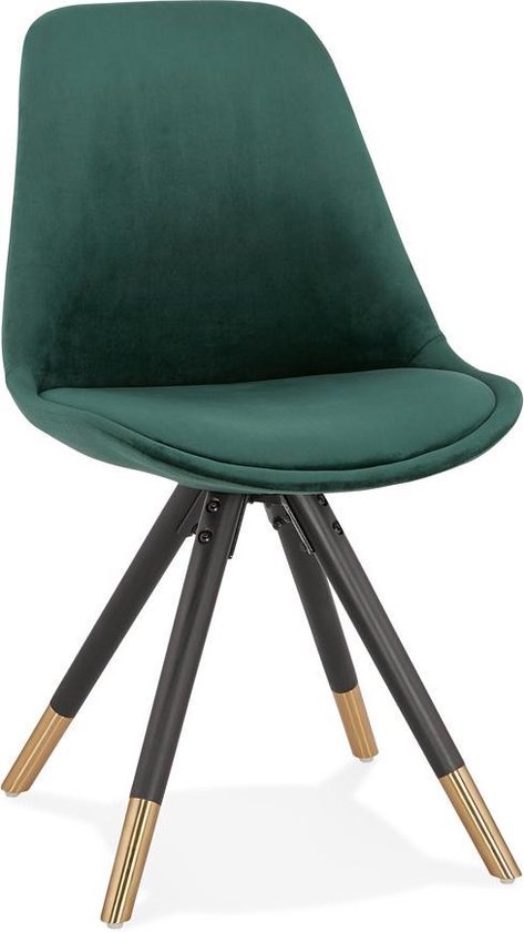 Alterego Design stoel 'HAMILTON' in groen fluweel en poten in zwart hout