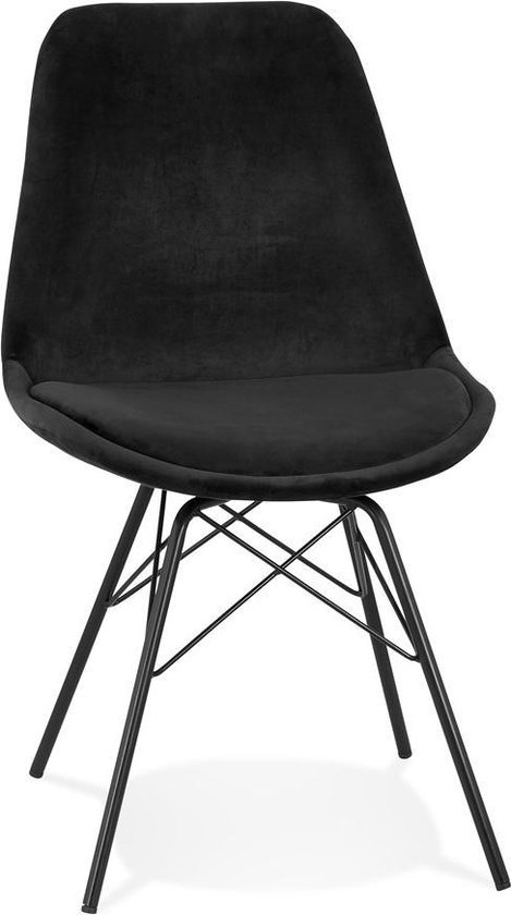 Alterego Design stoel 'ZAZY' van zwarte fluweel met zwarte metalen poten