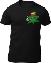 Stony The Ganjaplant - Teddy The Gangster - Heren T-Shirt - Getailleerd - Katoen - Ronde Hals - Wiet -Weed - Stoned