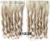 Clip in hairextensions 1 baan wavy bruin / blond - F12/24