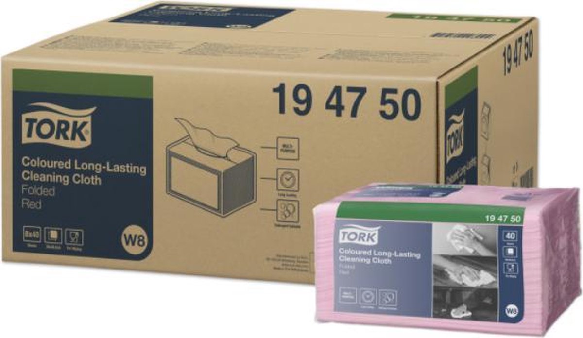 Goedkoopste Reiningingsdoek Tork Long Lasting W8 multifunctioneel diverse kleuren 194750