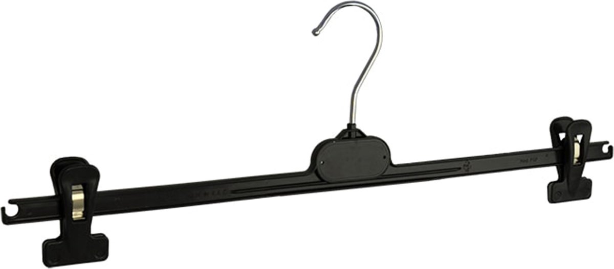 De Kledinghanger Gigant - 10 x Rok / broekhanger kunststof zwart met anti-slip knijpers, 48 cm