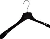 De Kledinghanger Gigant - 20 x Mantel / kostuumhanger kunststof velours zwart met schouderverbreding en rokinkepingen, 42 cm